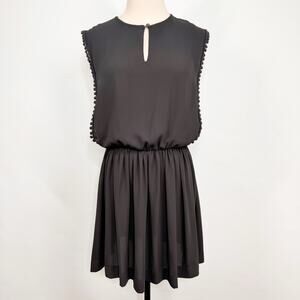 Gat Rimon Swing Dress Gray Neutral Mini PomPom Party Date Night Boho Size 4